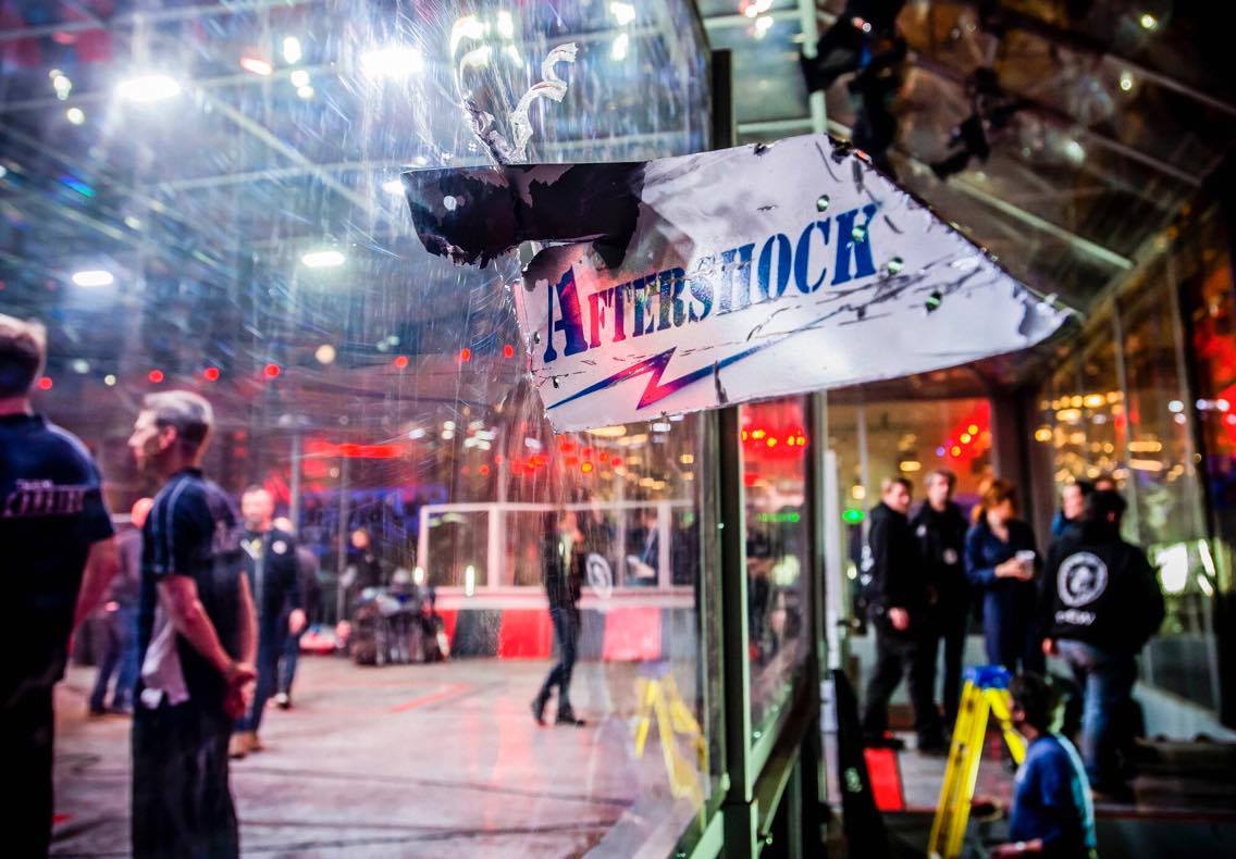 Aftershock shard in bulletproof glass